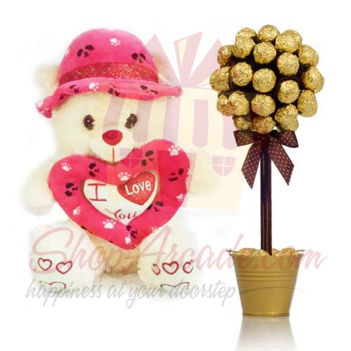 Teddy With Choc Tree