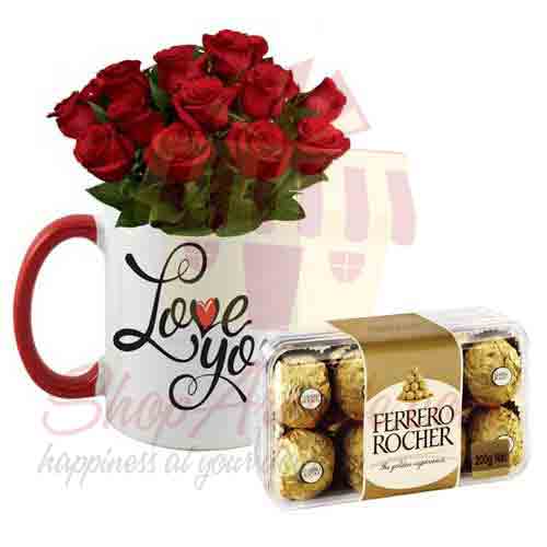 Love You Rose Mug With Rochers