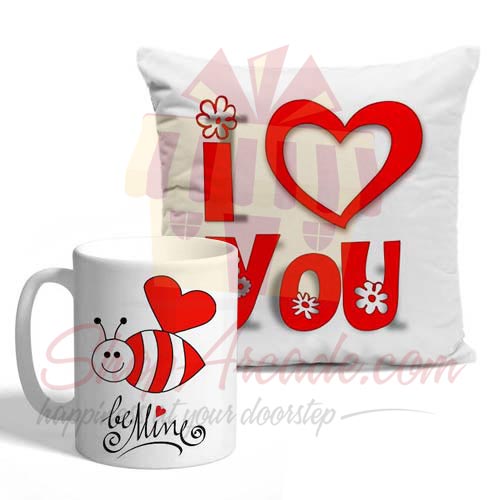 Be Mine Cushion Mug Combo