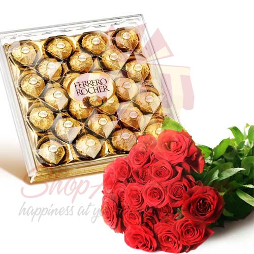 Roses With Large Ferrero Box