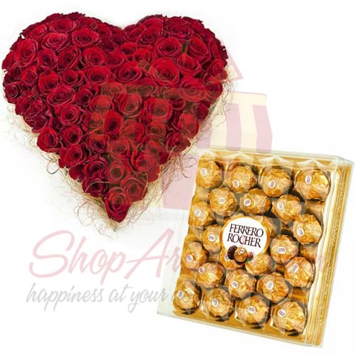 Rose Heart With Rochers 24pcs