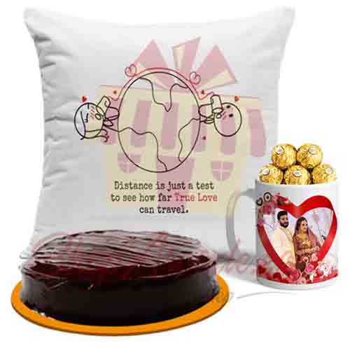 Love You - Cake, Choco Mug And Cushion