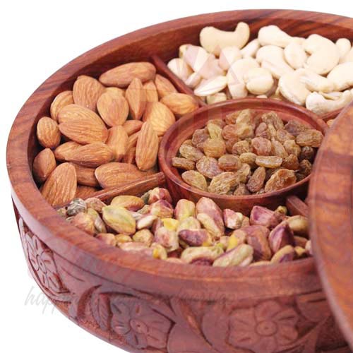 Mix Dry Fruits In A Wooden Box