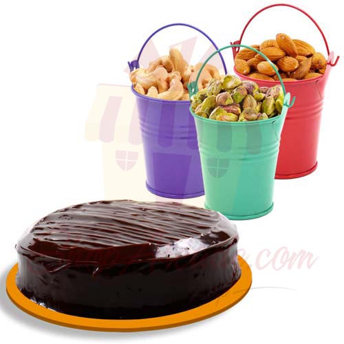 Dry Fruit Buckets With Cake