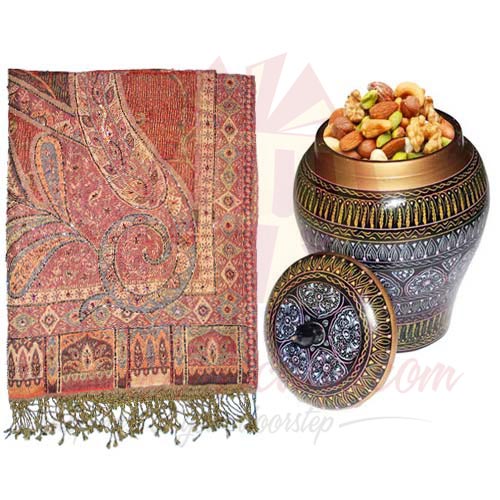 Dry Fruit Pot With Shawl