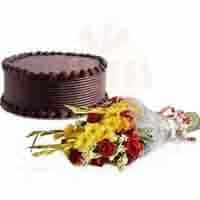 flowers-with-choco-cake