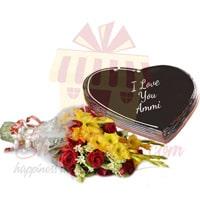 heart-shape-cake-and-flowers-for-mom